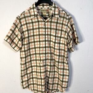 Ezekiel Men Brown/Orange Plaid Pattern Short Sleeve Button Down Shirt Size L